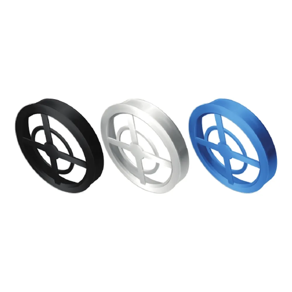 Filter bases in black, white and blue