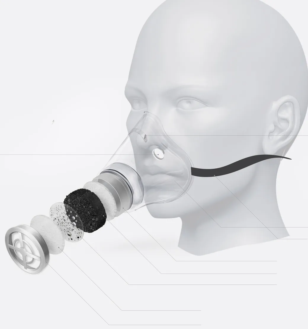 Component diagram of the KleenAir Mask respirator