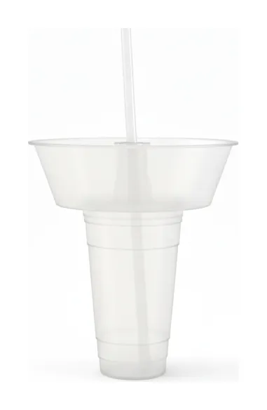Vaso Botanero transparente con el bowl botanero acoplado y popote